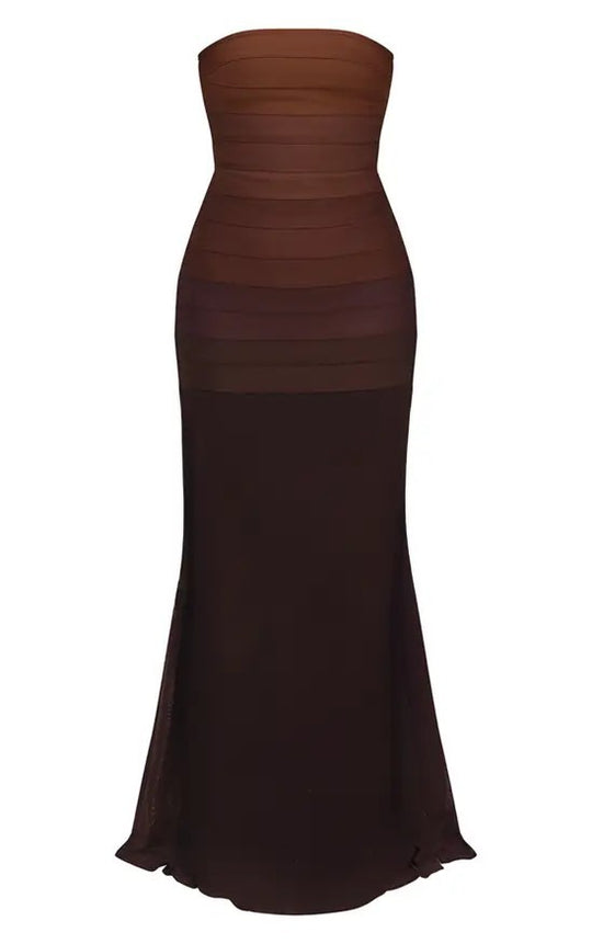 Damen Elegantes strapazierfähiges Maxikleid mit raffiniertem Oberteil EB
