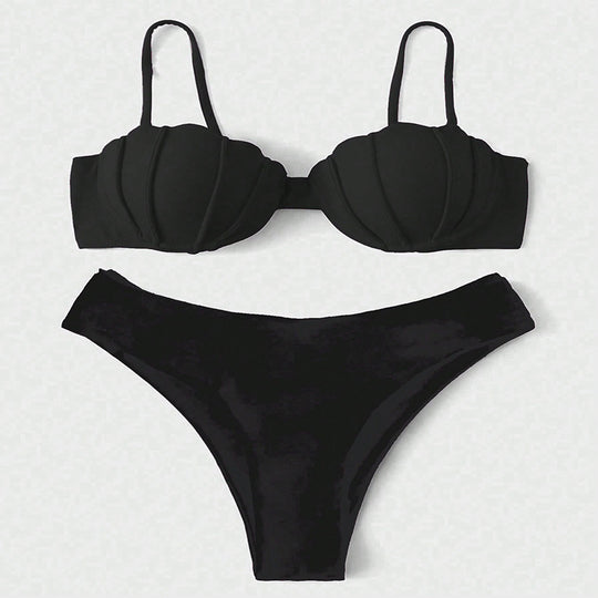 Damen Bikini-Set mit strukturierter Schalen-Optik EB