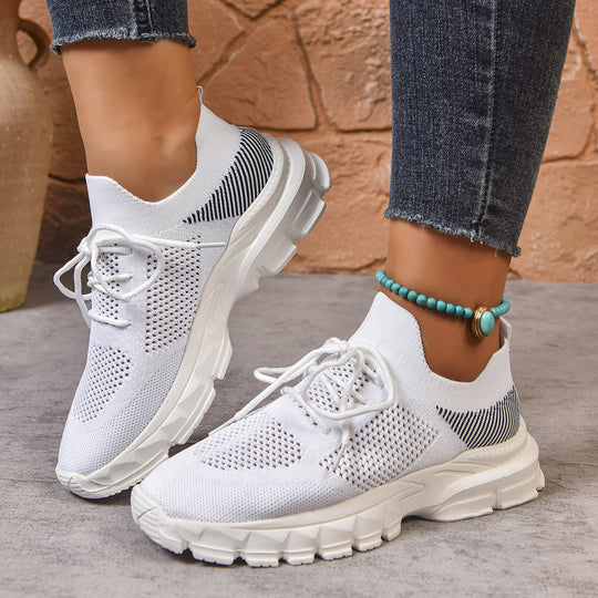 Damen trendige Slip-On Sneakers mit atmungsaktivem Strickdesign EB