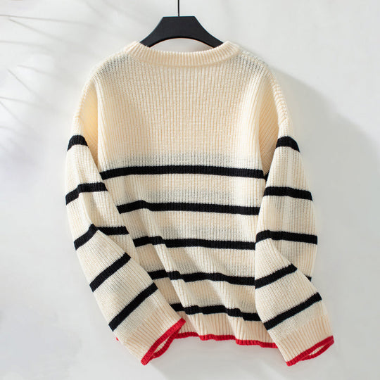 EB | Gestreifter Strickpullover Mit Weichem Material