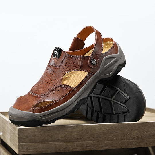 Damen Sommerliche Leder-Sandalen mit atmungsaktivem Design EB