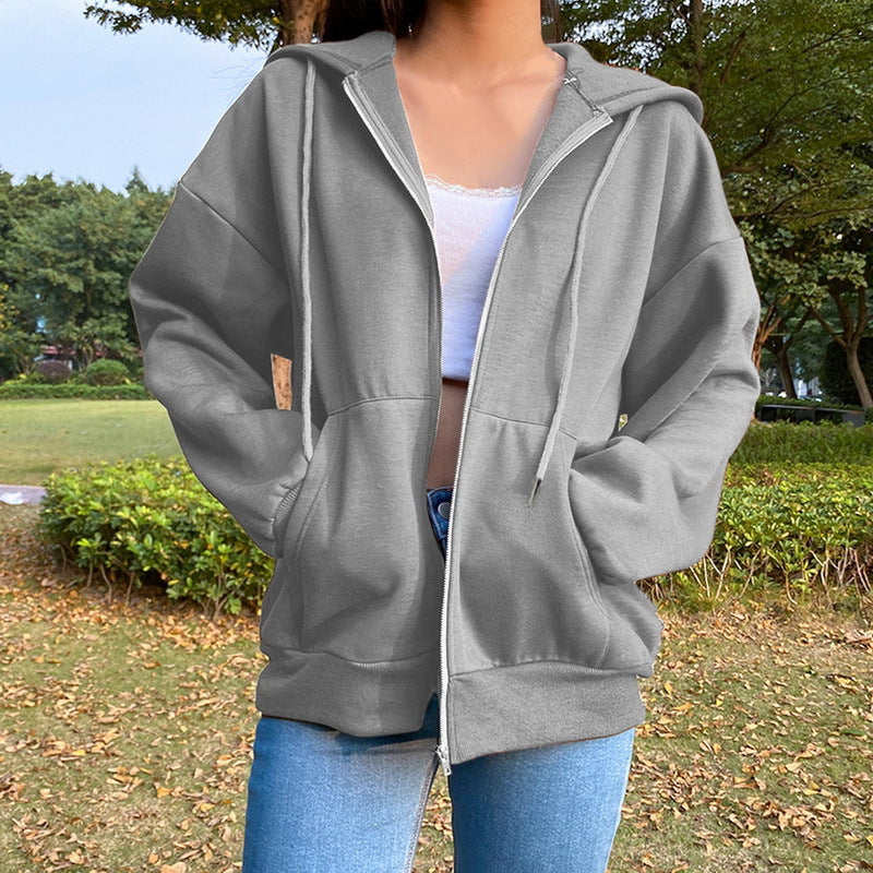 Damen Freizeit Übergroße Zip-Up Hoodie EB