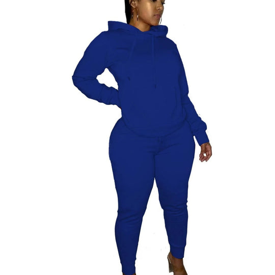 Damen nan tailliertes Hoodie- und Jogginghose-Set mit Kängurutasche, hohem Komfortbund und gerippten Knöchelbündchen EB
