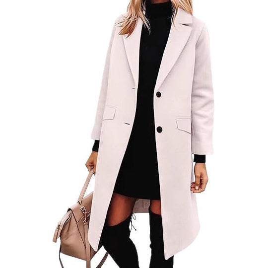 Damen Eleganter Woll-Trenchcoat mit klassischem Revers EB