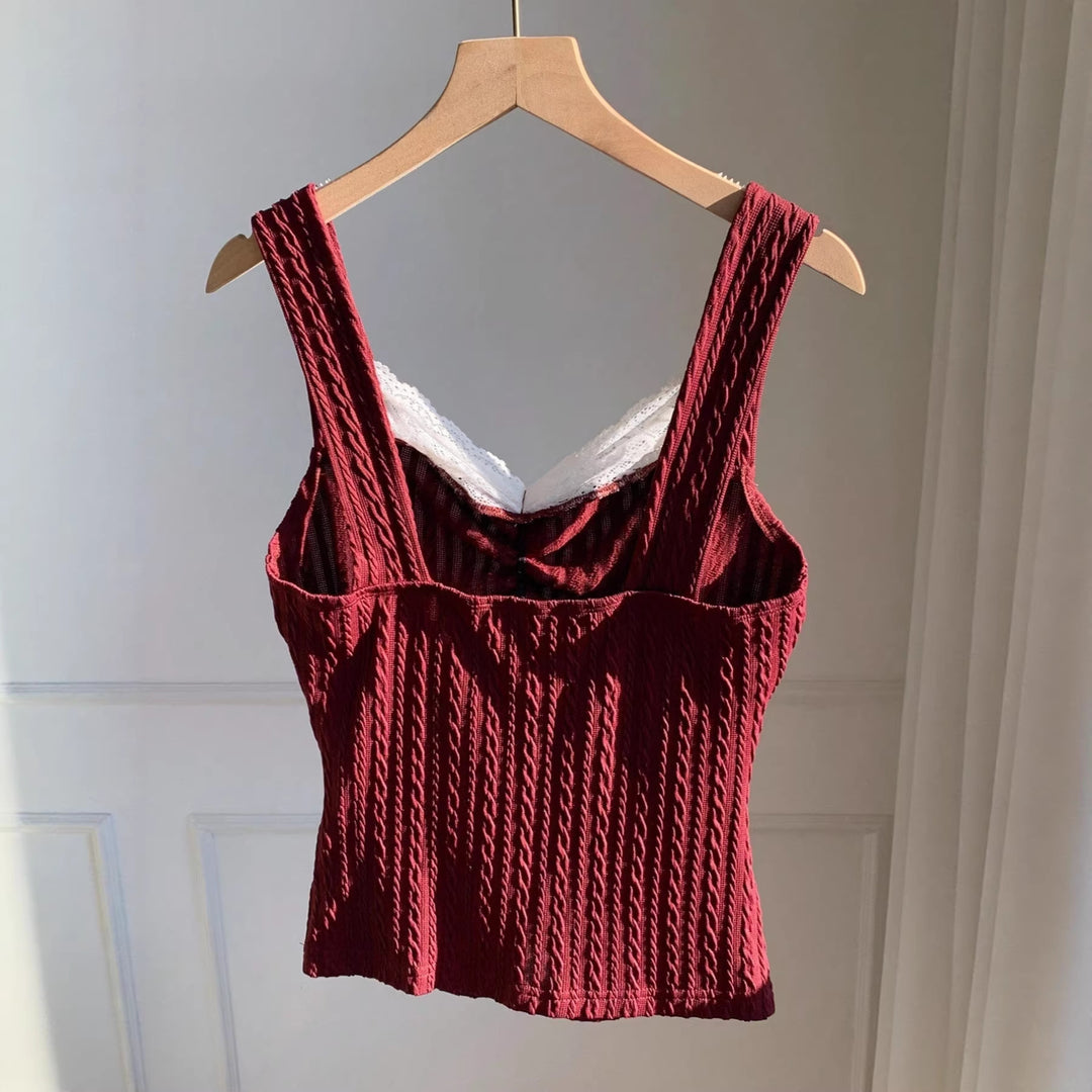 Damen Spitzen-Detail Top EB