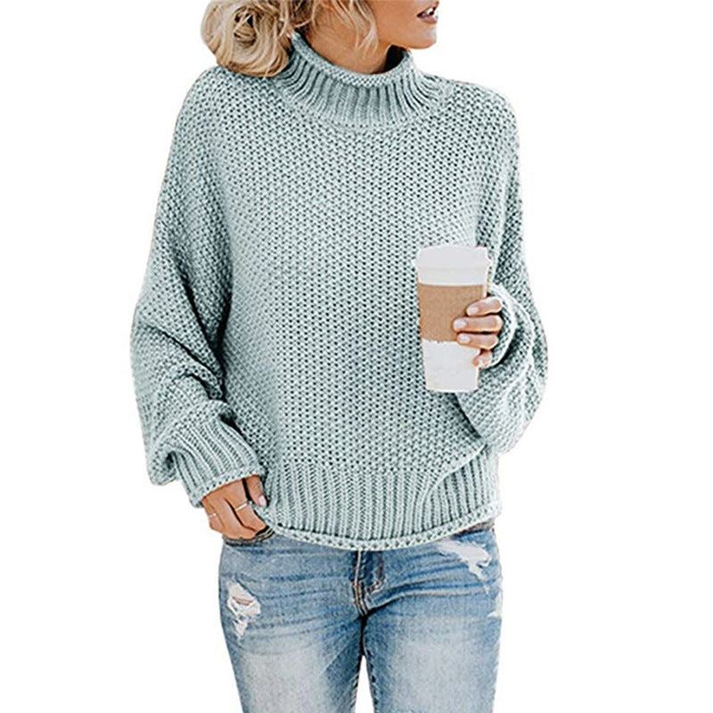 Damen nan grobstrick Rollkragenpullover mit Oversize-Schnitt und Blockstreifen-Optik EB
