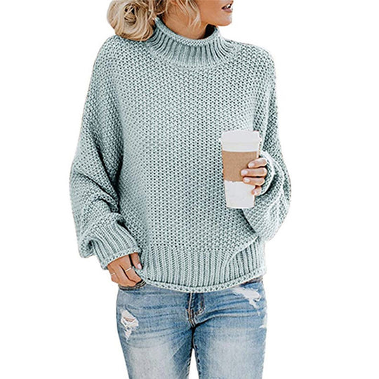Damen nan grobstrick Rollkragenpullover mit Oversize-Schnitt und Blockstreifen-Optik EB