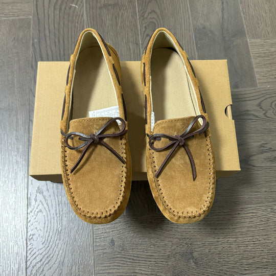 Damen Mokassin-Schuhe aus hochwertigem Wildleder mit eleganter Schnürung EB
