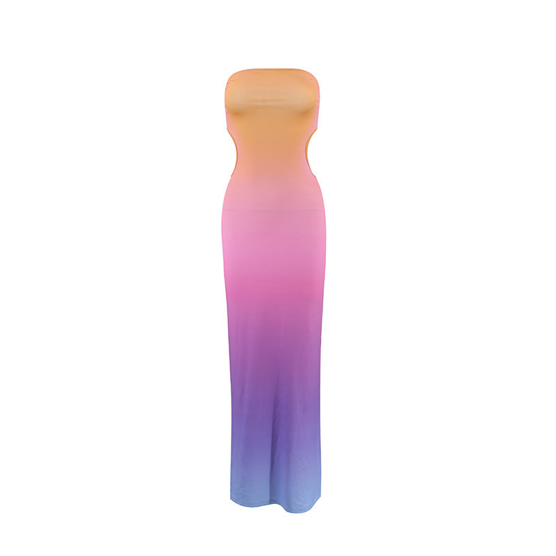 Damen trägerloses Maxikleid im Farbverlauf EB