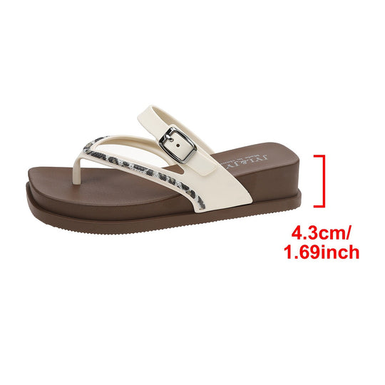 Damen Komfortable Zehentrenner-Sandalen mit glitzernden Verzierungen EB
