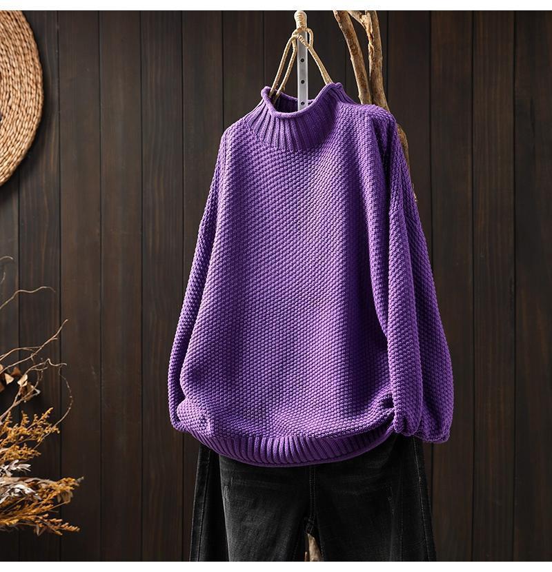 Damen Oversized Strickpullover mit hohem Kragen EB