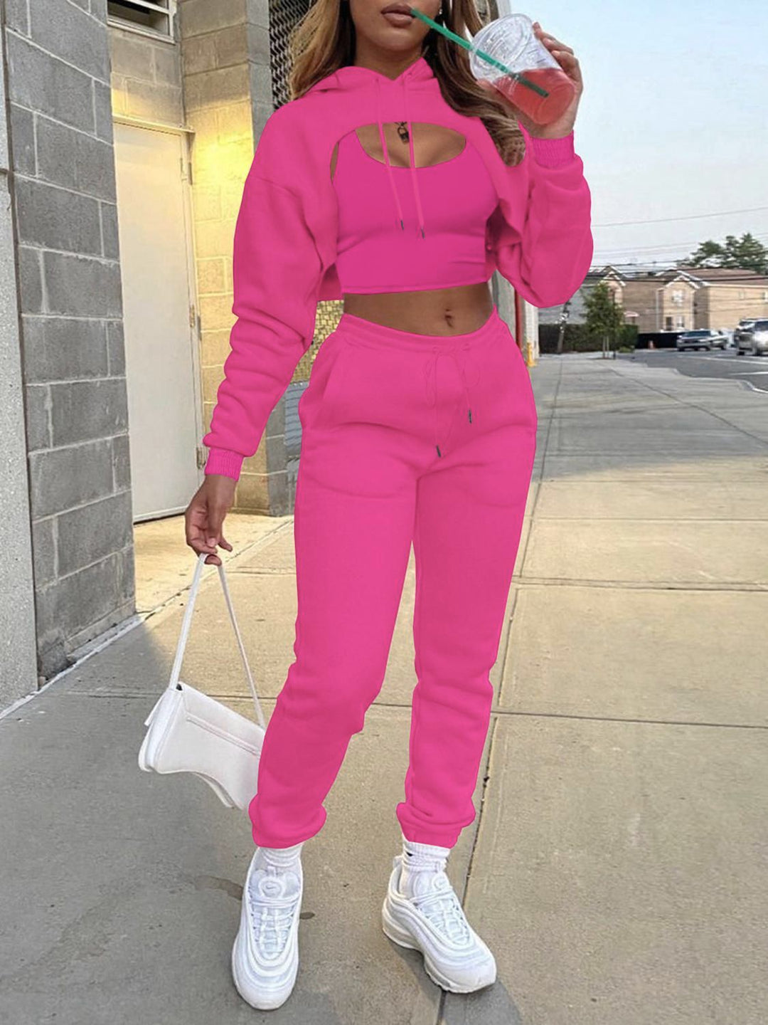 Damen Sportliches Zweiteiliges Set mit kreativem Cut-Out EB