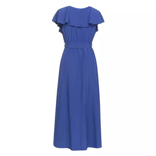 Damen Maxikleid mit elegantem Rüschensaum und schickem Taillengürtel EB
