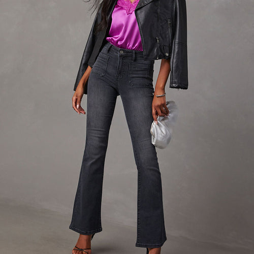 Damen Flared Jeans mit hochgeschnittenem Bund und moderner Waschung EB