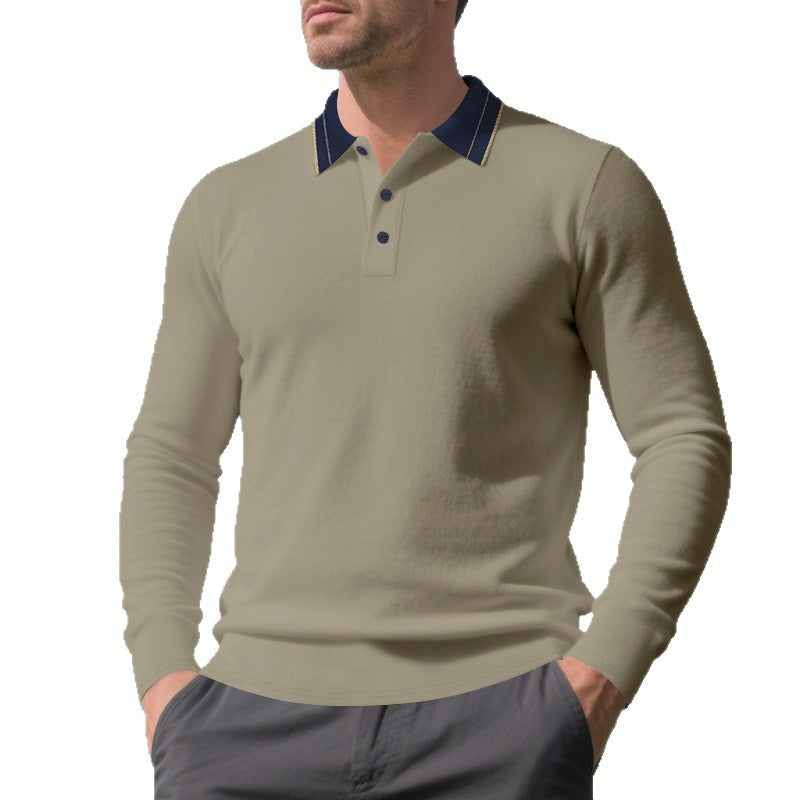 Herren Langarm Poloshirt mit raffiniertem Kragen und modischen Akzenten EB