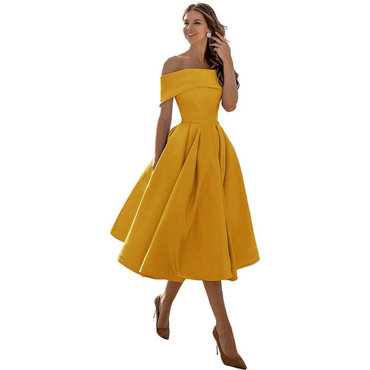 EB | Legere Mode Satin Cocktailkleid Ohne Träger