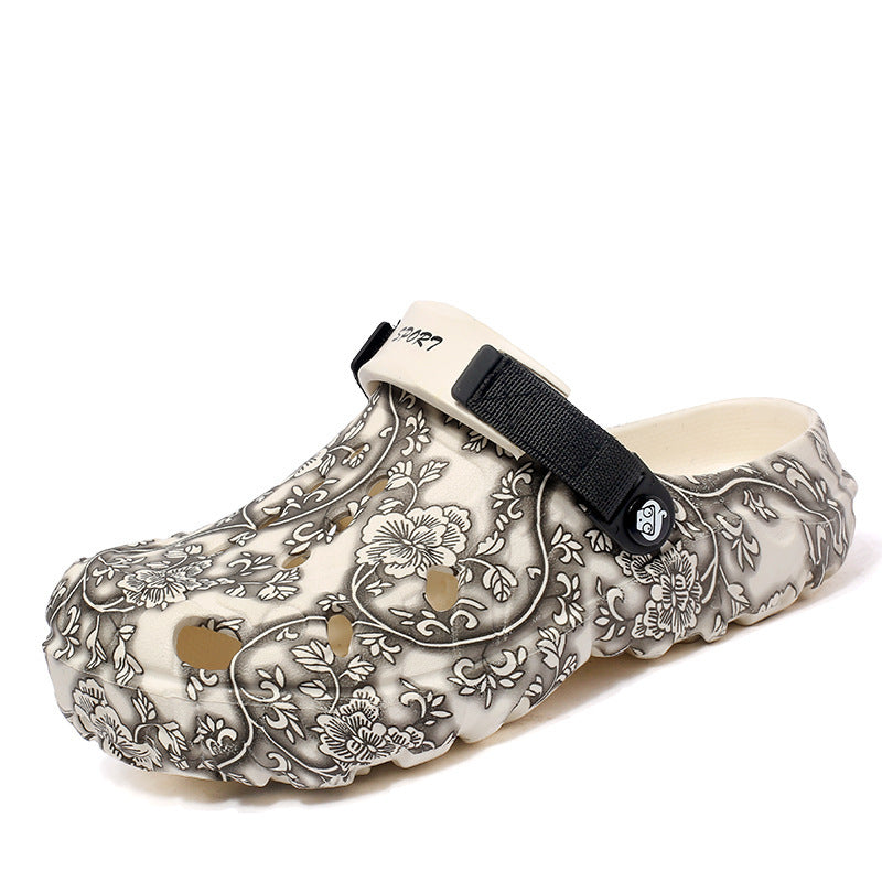 Damen Komfortable Clogs mit verstellbarem Riemen und floralem Design EB