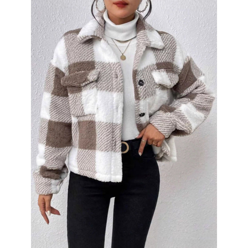Damen Fleecejacke mit Karomuster EB