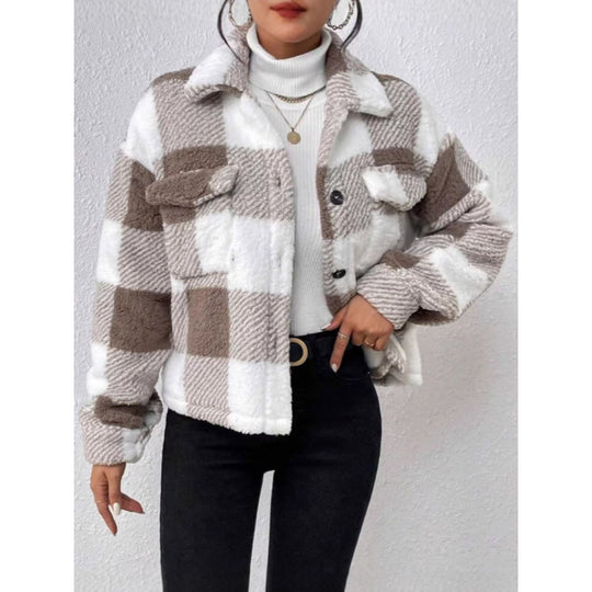Damen Fleecejacke mit Karomuster EB
