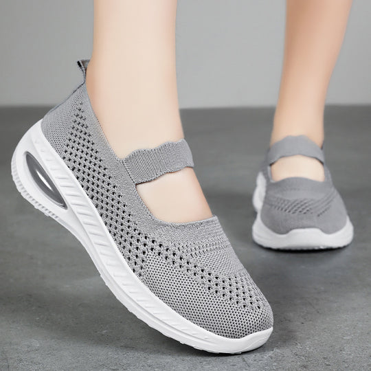 Damen Atmungsaktive Freizeit-Sneaker mit elastischem Riemen EB