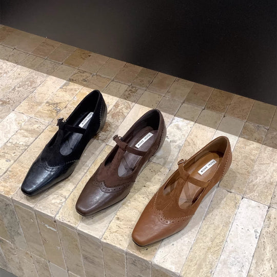 Damen elegante Schnürschuhe mit modischer Schnallenverzierung EB