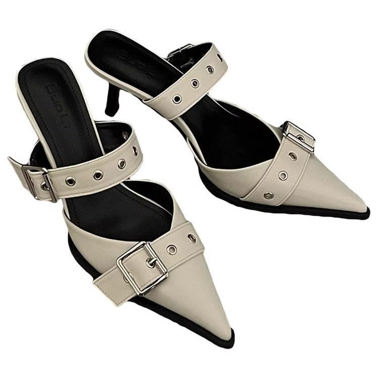 Damen elegante Slingback Pumps mit modischem Schnallen-Design EB