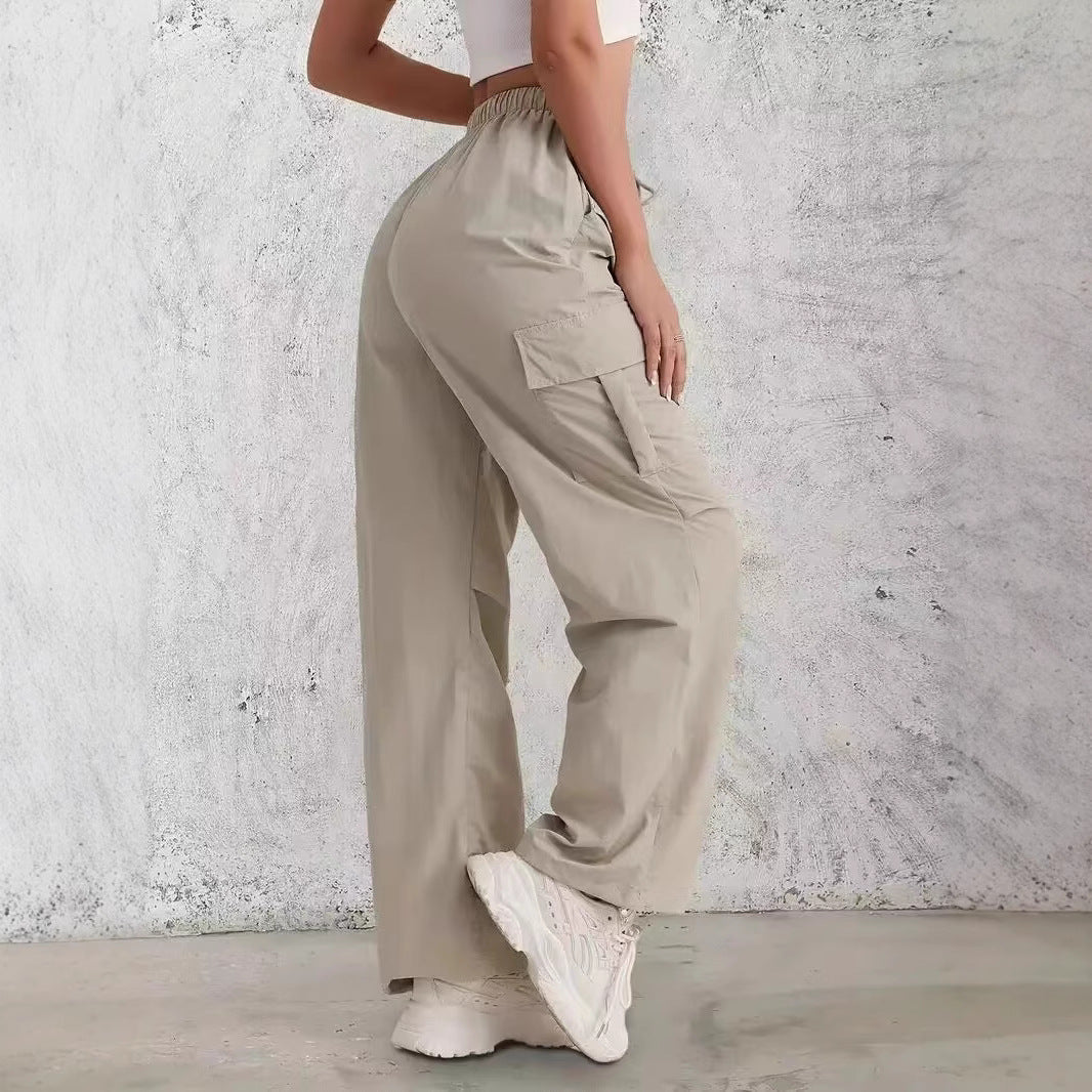 Damen Cargo-Hose mit seitlichen Taschen und elastischem Bund EB