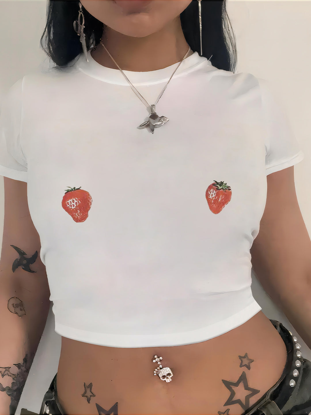 Damen Crop-T-Shirt mit auffälligem Statement-Print EB 1777452337