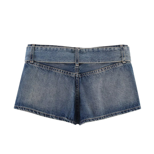 Damen modische Destroyed Denim-Shorts mit verstellbarem Gürtel EB