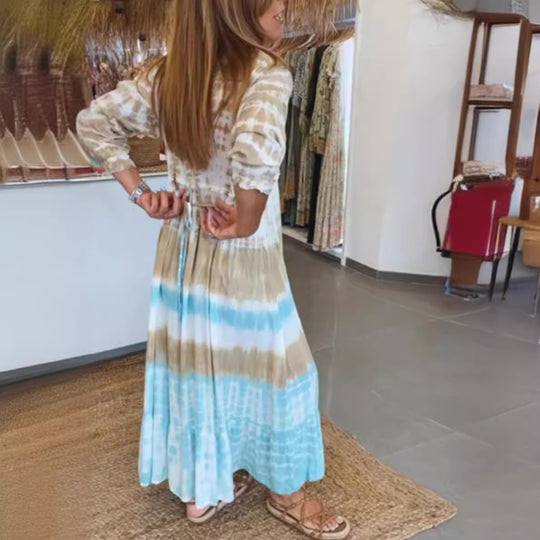 Damen Sommerliches Kaftan-Kleid mit raffiniertem Bindeband und Hüftakzenten Heidi-Mode