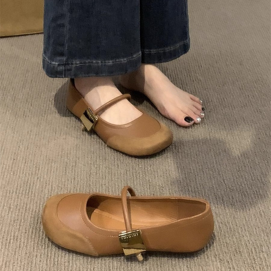 Damen elegante Mary Jane Ballerinas mit modischem Riemchen und bequemer Innenpolsterung EB