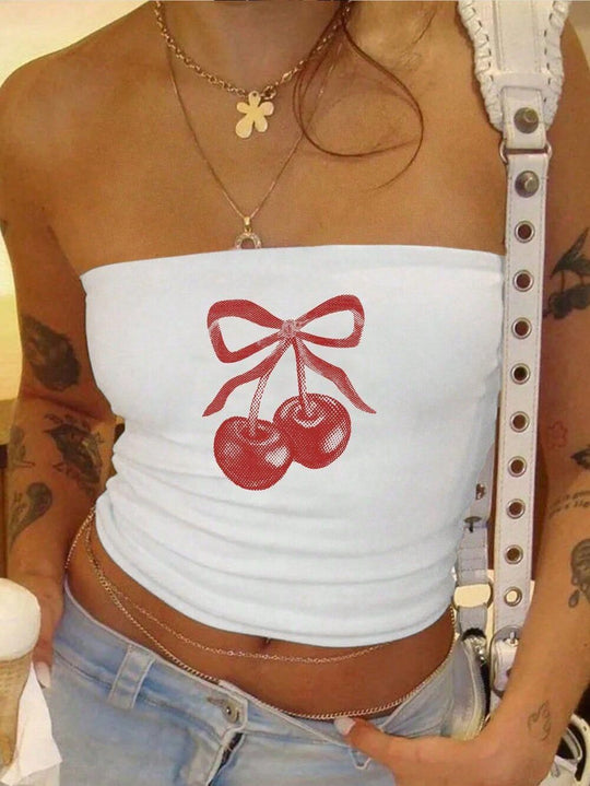 Damen Bandeau-Top mit auffälligem Statement-Aufdruck EB