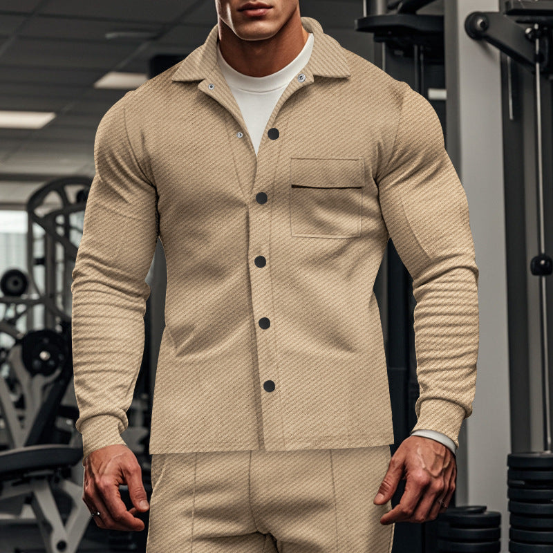 Herren modische Freizeitjacke mit leicht strukturiertem Stoff und praktischer Brusttasche EB
