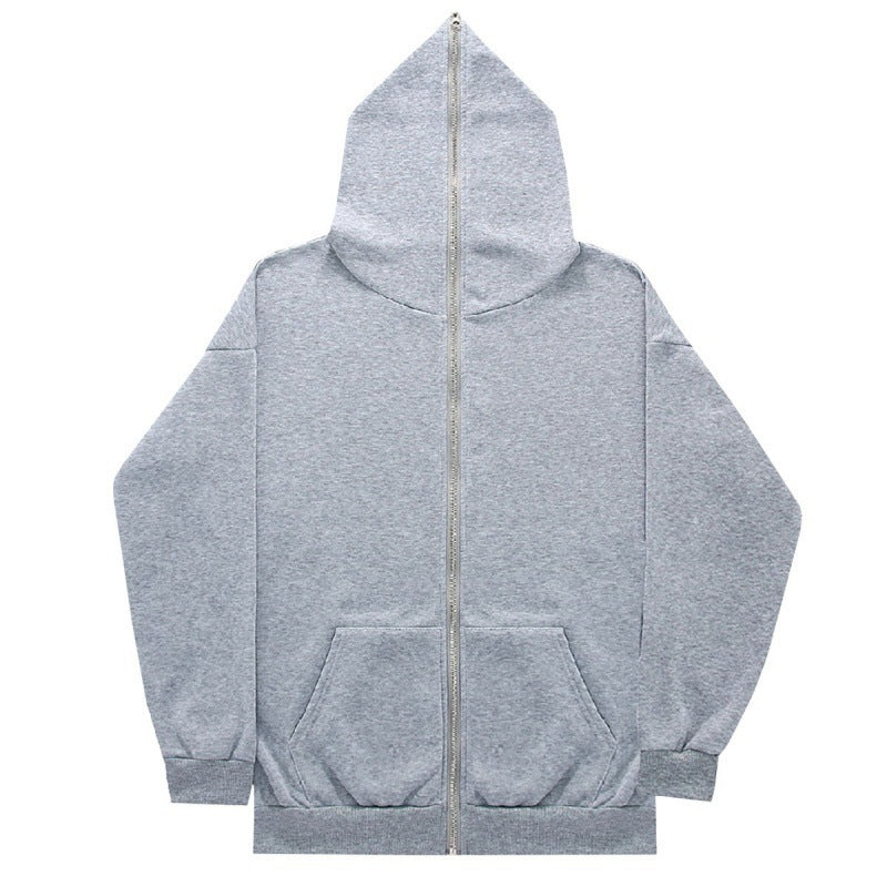 Unisex nan minimalistisch strukturierter Kapuzenzipper mit spitzer Kapuze, Kängurutasche und verstärkten Bündchen EB