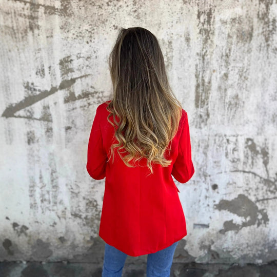 Damen Eleganter Blazer mit animalischem Muster an den Ärmeln EB