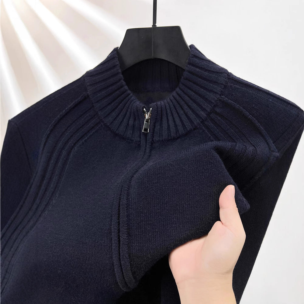 Herren Strickjacke mit Reißverschluss und hohen Kragen EB