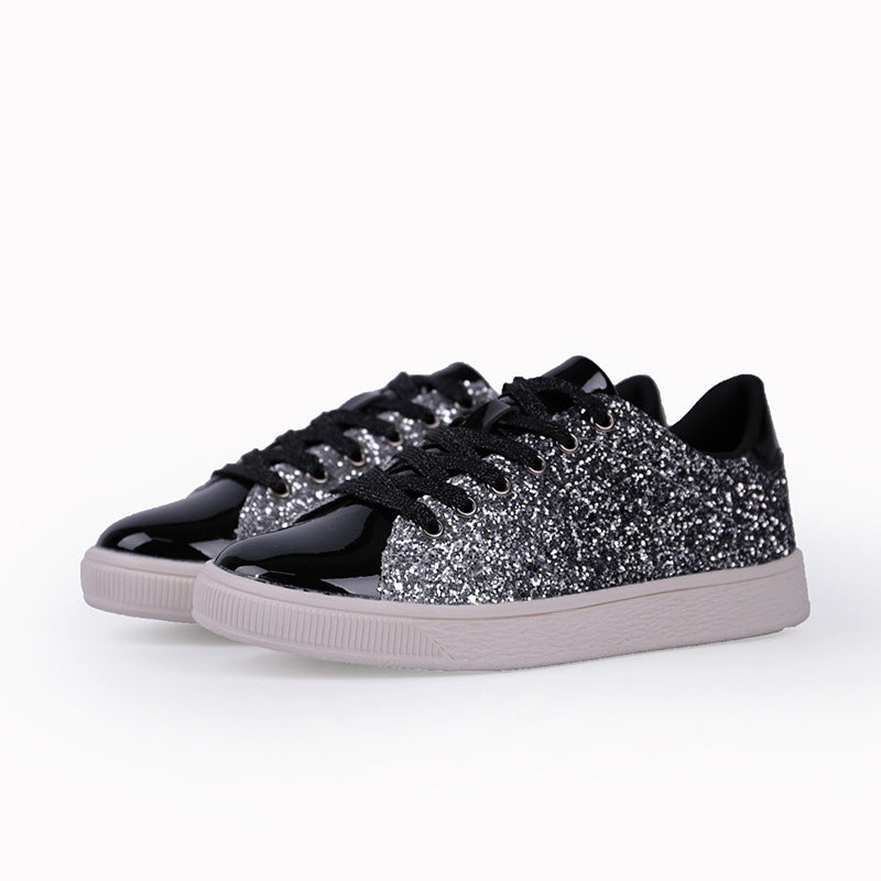 Damen Freizeit Sneakers mit glitzerndem Obermaterial und sportlicher Sohle EB
