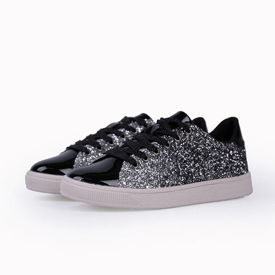 Damen Freizeit Sneakers mit glitzerndem Obermaterial und sportlicher Sohle EB