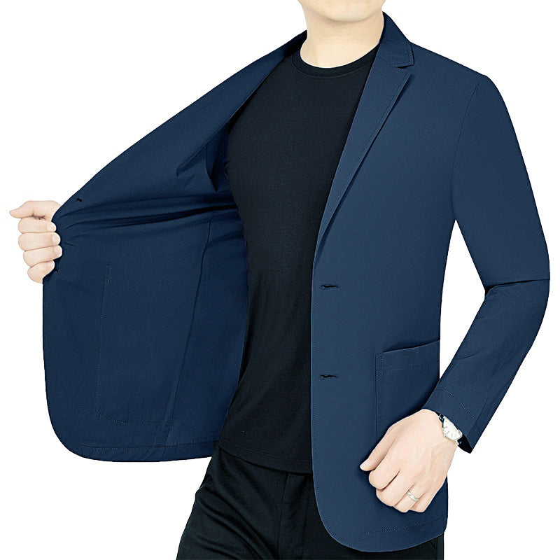 Herren legerer elastischer Sommerblazer mit dreiviertelärmeln und schlanker Passform EB
