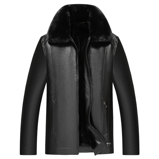 Herren warme Lammlederjacke mit gefüttertem Kragen EB