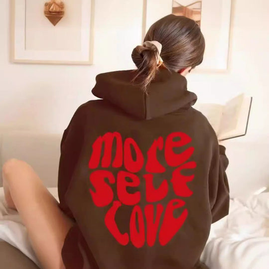 Damen oversized Kapuzenpullover mit kreativem Herzmotiv EB