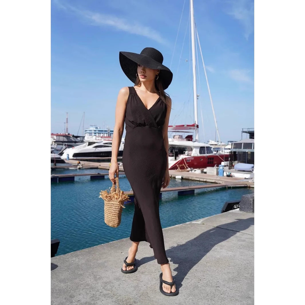 Damen Maxikleid mit schickem Wickeldesign und raffinierter Drapierung EB