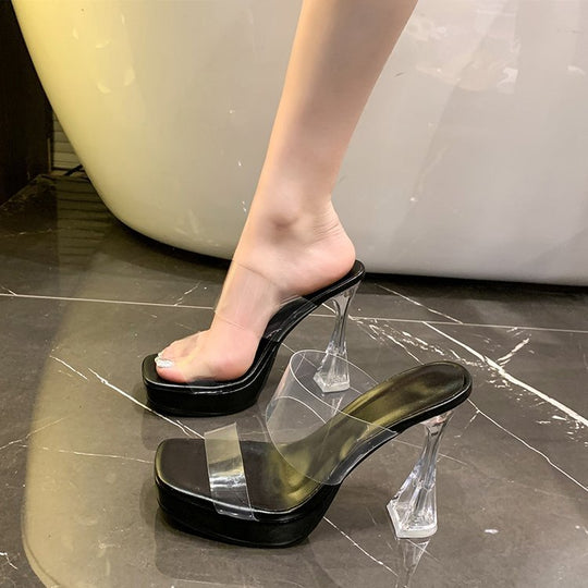 Damen elegante transparente High Heel Sandalen EB