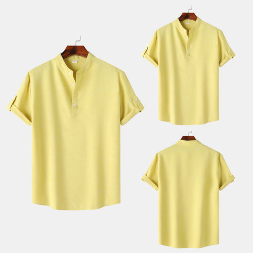 Herren Kurzarm-Hemd im lässigen Henley-Stil mit praktischen Knopfdetails EB