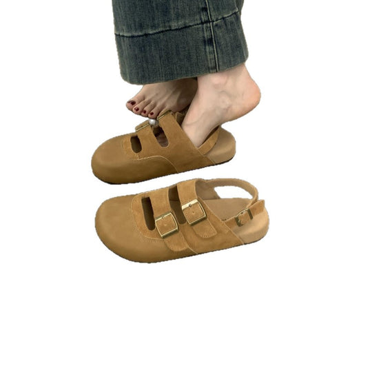 Damen Komfortable Clogs mit dekorativen Riemen und atmungsaktiver Sohle EB