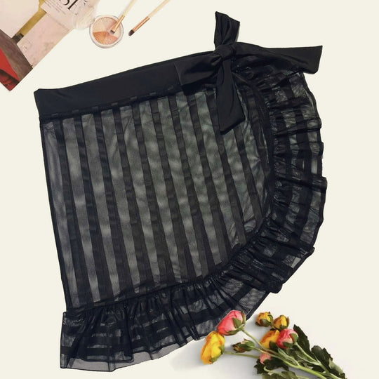 Damen Strandrock mit Rüschen und transparentem Design EB