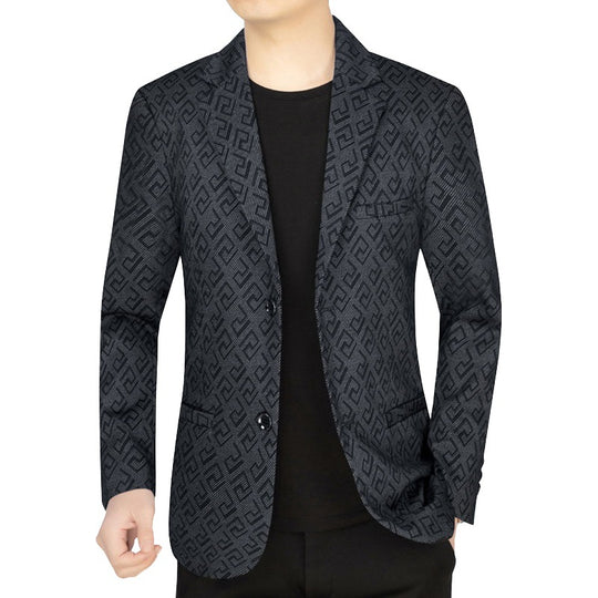 Herren Jacquard-Sakko mit geometrischer Struktur und teilgefüttertem Innenfutter EB