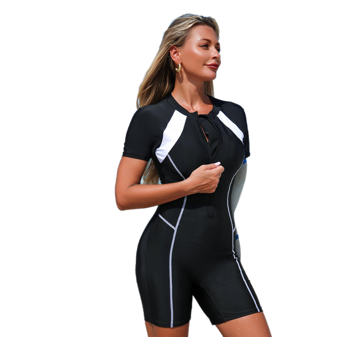 Damen Sportlicher Surfanzug mit kurzem Arm und funktionellem Reißverschluss EB