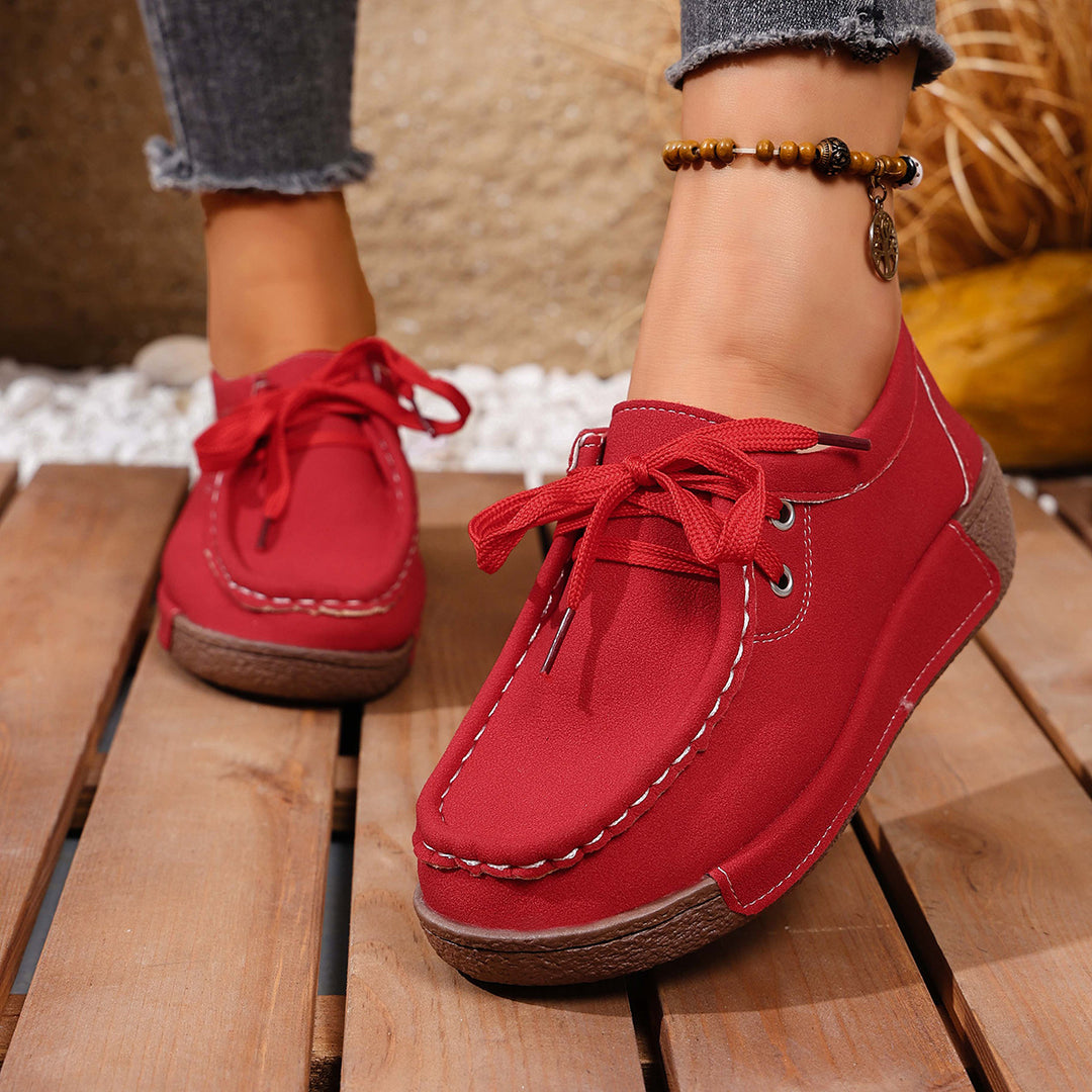 Damen bequeme Freizeitschuhe mit detailreichem Schnürdesign EB