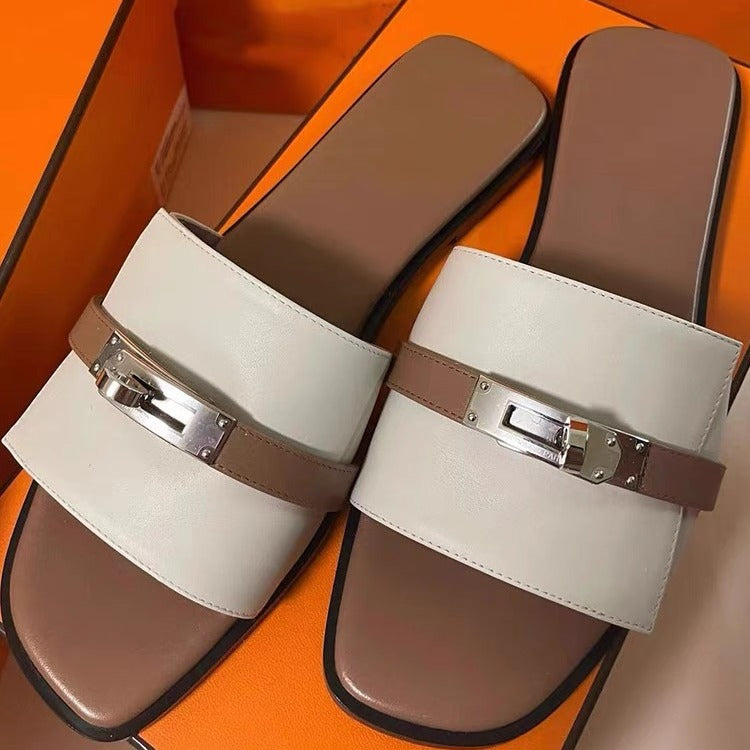 Damen Komfortable Slides mit modischem Riemendesign EB